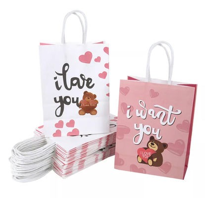 Valentines Kraft Paper Torebka CMYK Kraft White Paper Gift Bag Wytłaczanie