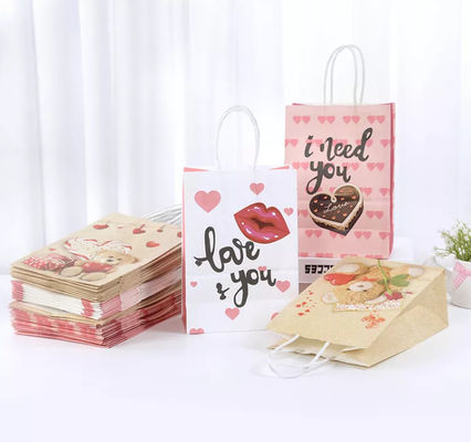 Valentines Kraft Paper Torebka CMYK Kraft White Paper Gift Bag Wytłaczanie