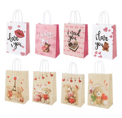 Valentines Kraft Paper Torebka CMYK Kraft White Paper Gift Bag Wytłaczanie