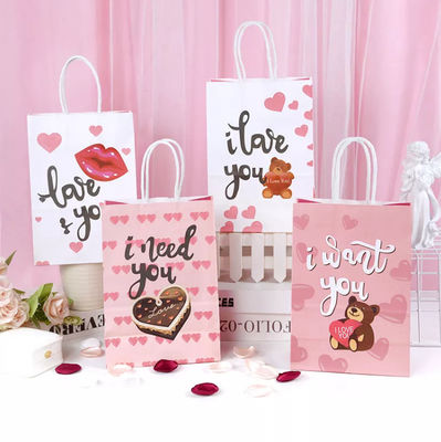 Valentines Kraft Paper Torebka CMYK Kraft White Paper Gift Bag Wytłaczanie
