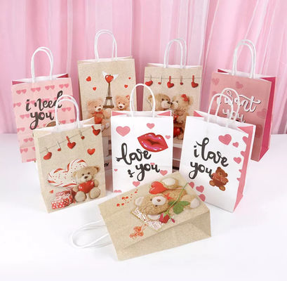 Valentines Kraft Paper Torebka CMYK Kraft White Paper Gift Bag Wytłaczanie