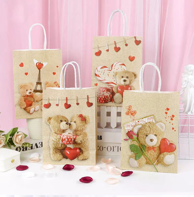 Valentines Kraft Paper Torebka CMYK Kraft White Paper Gift Bag Wytłaczanie