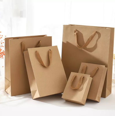 Dostosowana torebka / torba na zakupy z papieru pakowego z recyklingu, nadająca się do kompostowania