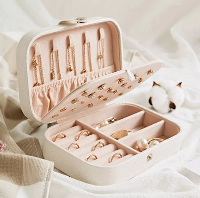 E457 Travel Jewelry Box Biodegradowalne pudełka na biżuterię PU Leather Portable