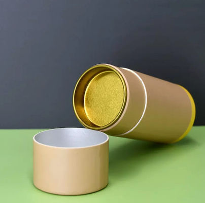 Dostosowane cylindryczne pudełko kartonowe z metalowymi pokrywkami w środku